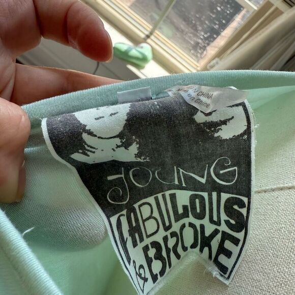 Young Fabulous & Broke Blue Ombré Midi Dress Ruched Sides Stretchy $150 S - Picture 6 of 8